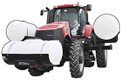 Tractor with front and side tanks mounted